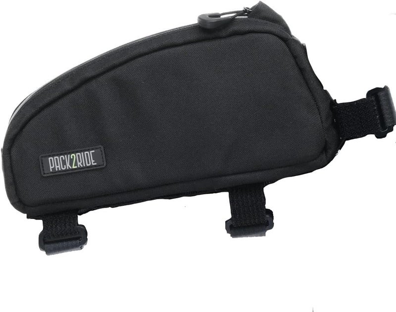 PACK2RIDE Toprock Frame Bag - Water Resistant, Durable Cordura Fabric & Bicycle Daily Essentials Holder - Top Tube, Frame Storage, Bikepacking for Road, Gravel Cycling - Black (1 L) - Image 1